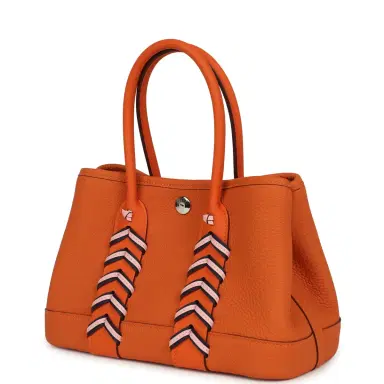 HERMÈS Hermes Garden Party Neo 23 "Bredies" Orange, Rose Sakura, Bleu Navy Togo and Swift Palladium Hardware | Thumbnail 5 HERMÈS Hermes Garden Party Neo 23 "Bredies" Orange, Rose Sakura, Bleu Navy Togo and Swift Palladium Hardware | Thumbnail 5