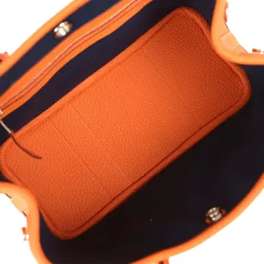 HERMÈS Hermes Garden Party Neo 23 "Bredies" Orange, Rose Sakura, Bleu Navy Togo and Swift Palladium Hardware | Thumbnail 7 HERMÈS Hermes Garden Party Neo 23 "Bredies" Orange, Rose Sakura, Bleu Navy Togo and Swift Palladium Hardware | Thumbnail 7