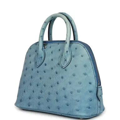 HERMÈS Hermes 1923 Bolide Mini Bleu Royal Ostrich Palladium Hardware | Thumbnail 5 HERMÈS Hermes 1923 Bolide Mini Bleu Royal Ostrich Palladium Hardware | Thumbnail 5