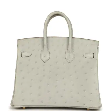 HERMÈS Hermes Birkin 25 Gris Perle Ostrich Gold Hardware | Thumbnail 4 HERMÈS Hermes Birkin 25 Gris Perle Ostrich Gold Hardware | Thumbnail 4