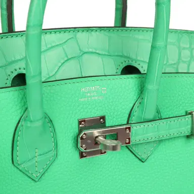 HERMÈS Hermes Birkin 25 Vert Comics Togo and Matte Alligator Touch Palladium Hardware | Thumbnail 7 HERMÈS Hermes Birkin 25 Vert Comics Togo and Matte Alligator Touch Palladium Hardware | Thumbnail 7