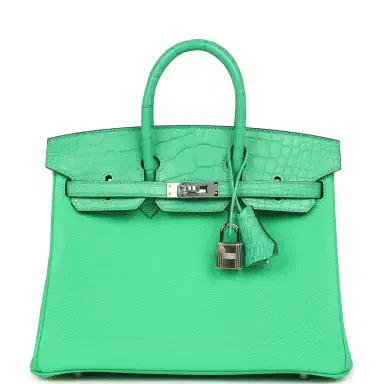 HERMÈS Hermes Birkin 25 Vert Comics Togo and Matte Alligator Touch Palladium Hardware | Thumbnail 1 HERMÈS Hermes Birkin 25 Vert Comics Togo and Matte Alligator Touch Palladium Hardware | Thumbnail 1