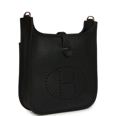 HERMÈS Hermes Evelyne 23 Black Clemence Palladium Hardware | Thumbnail 2 HERMÈS Hermes Evelyne 23 Black Clemence Palladium Hardware | Thumbnail 2