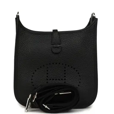 HERMÈS Hermes Evelyne 23 Black Clemence Palladium Hardware | Thumbnail 1 HERMÈS Hermes Evelyne 23 Black Clemence Palladium Hardware | Thumbnail 1