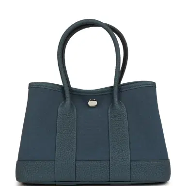 HERMÈS Hermes Garden Party Neo 23 Bleu Tempete Toile Officier and Negonda Palladium Hardware | Thumbnail 1 HERMÈS Hermes Garden Party Neo 23 Bleu Tempete Toile Officier and Negonda Palladium Hardware | Thumbnail 1