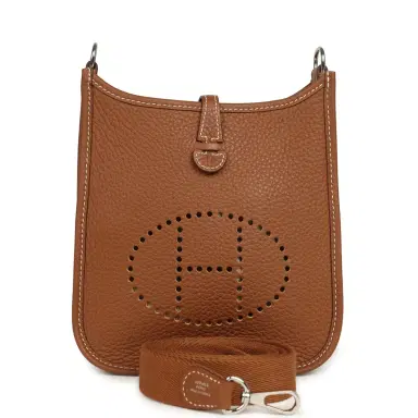 HERMÈS Pre-owned Hermes Evelyne TPM Gold Clemence Palladium Hardware | Thumbnail 1 HERMÈS Pre-owned Hermes Evelyne TPM Gold Clemence Palladium Hardware | Thumbnail 1