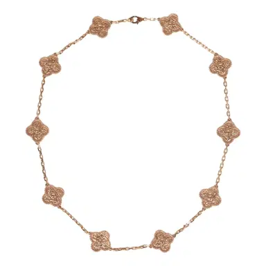Van Cleef & Arpels Van Cleef & Arpels Vintage Alhambra 10 Motif Necklace 18K Hammered | Thumbnail 1 Van Cleef & Arpels Van Cleef & Arpels Vintage Alhambra 10 Motif Necklace 18K Hammered | Thumbnail 1