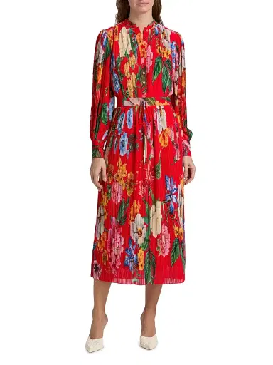 Elie Tahari Women's The Almada Floral Pleated Midi-Shirtdress | Thumbnail 3 Elie Tahari Women's The Almada Floral Pleated Midi-Shirtdress | Thumbnail 3