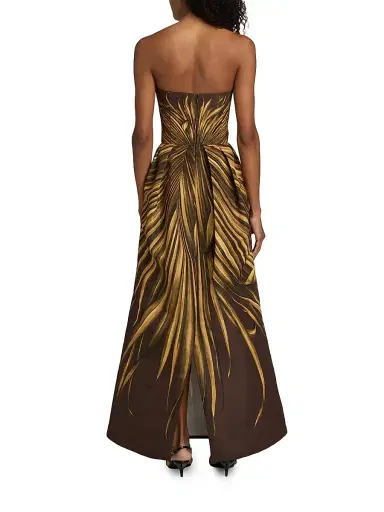 Oscar de la Renta Women's Palm Faille Sleeveless Bustier Gown - Brown | Thumbnail 5 Oscar de la Renta Women's Palm Faille Sleeveless Bustier Gown - Brown | Thumbnail 5