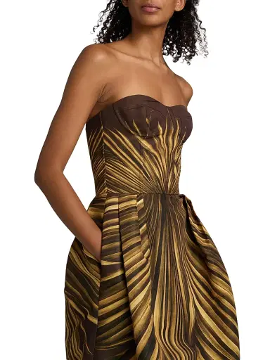 Oscar de la Renta Women's Palm Faille Sleeveless Bustier Gown - Brown | Thumbnail 6 Oscar de la Renta Women's Palm Faille Sleeveless Bustier Gown - Brown | Thumbnail 6