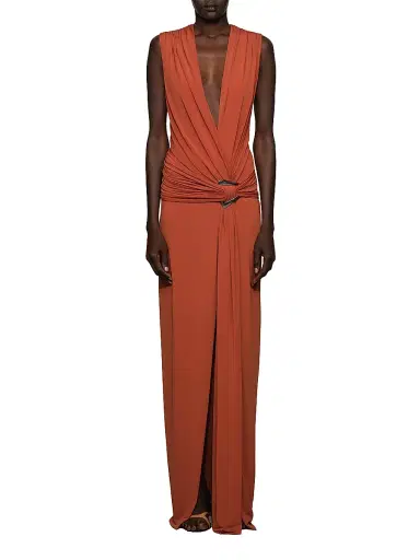 Et Ochs Women's Jil Draped Plunge-Neck Gown - Terracotta | Thumbnail 2 Et Ochs Women's Jil Draped Plunge-Neck Gown - Terracotta | Thumbnail 2