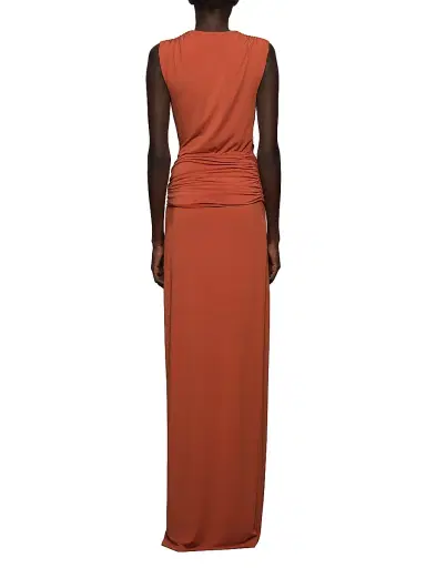 Et Ochs Women's Jil Draped Plunge-Neck Gown - Terracotta | Thumbnail 4 Et Ochs Women's Jil Draped Plunge-Neck Gown - Terracotta | Thumbnail 4