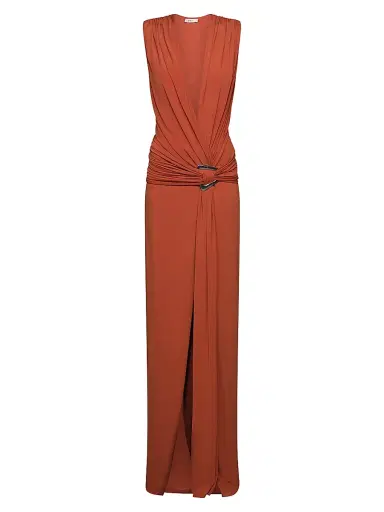 Et Ochs Women's Jil Draped Plunge-Neck Gown - Terracotta | Thumbnail 1 Et Ochs Women's Jil Draped Plunge-Neck Gown - Terracotta | Thumbnail 1