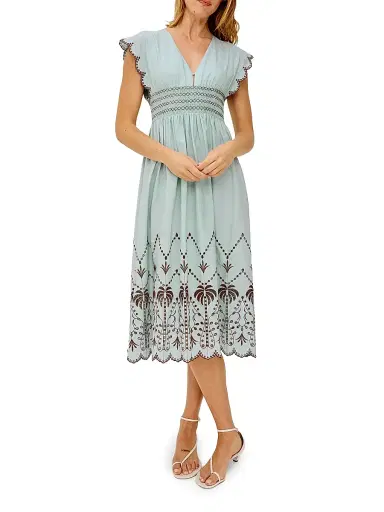 RAILS Women's Roxanne Embroidered Cotton Midi-Dress - Ocean Palms Embroidery - Size XS | Thumbnail 3 RAILS Women's Roxanne Embroidered Cotton Midi-Dress - Ocean Palms Embroidery - Size XS | Thumbnail 3