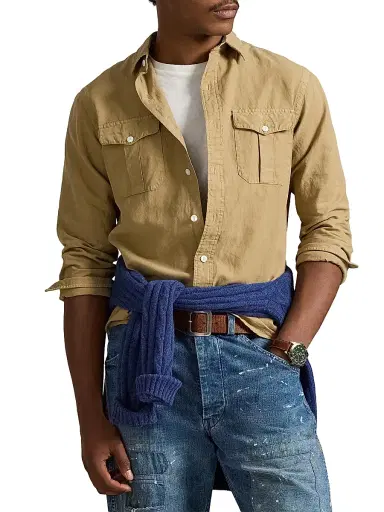 Polo Ralph Lauren Men's Linen-Silk Canvas Utility Shirt | Thumbnail 3 Polo Ralph Lauren Men's Linen-Silk Canvas Utility Shirt | Thumbnail 3