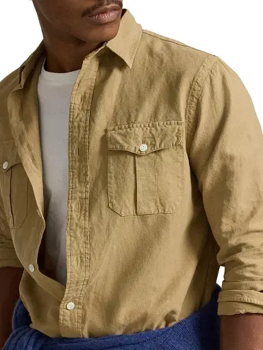 Polo Ralph Lauren Men's Linen-Silk Canvas Utility Shirt | Thumbnail 5 Polo Ralph Lauren Men's Linen-Silk Canvas Utility Shirt | Thumbnail 5