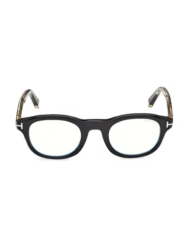 Tom Ford Men's 47MM Blue Block Round Eyeglasses - Black | Thumbnail 2 Tom Ford Men's 47MM Blue Block Round Eyeglasses - Black | Thumbnail 2