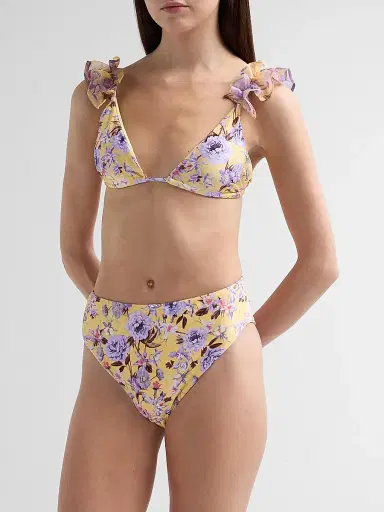 PatBo Women's Peony Print High-Waisted Bikini Bottom - Yellow - Size XS | Thumbnail 3 PatBo Women's Peony Print High-Waisted Bikini Bottom - Yellow - Size XS | Thumbnail 3