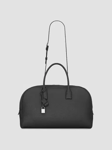 Saint Laurent Men's Medium Bowling Duffle Bag in Grained Leather with Strap - Black | Thumbnail 5 Saint Laurent Men's Medium Bowling Duffle Bag in Grained Leather with Strap - Black | Thumbnail 5
