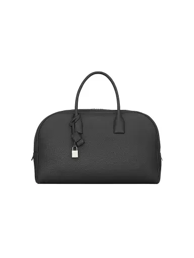 Saint Laurent Men's Medium Bowling Duffle Bag in Grained Leather with Strap - Black | Thumbnail 1 Saint Laurent Men's Medium Bowling Duffle Bag in Grained Leather with Strap - Black | Thumbnail 1