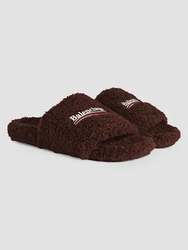 Balenciaga Men's Furry Slide Sandals - Brown | Thumbnail 2 Balenciaga Men's Furry Slide Sandals - Brown | Thumbnail 2