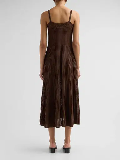ba & sh Women's Noto Pointelle-Knit A-Line Knee-Length Dress - Cafe | Thumbnail 3 ba & sh Women's Noto Pointelle-Knit A-Line Knee-Length Dress - Cafe | Thumbnail 3