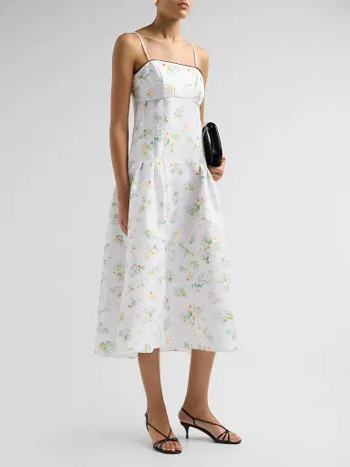 Kika Vargas Women's Lena Pastel Meadow Taffeta Midi Dress - Pastel - Size 2 | Thumbnail 4 Kika Vargas Women's Lena Pastel Meadow Taffeta Midi Dress - Pastel - Size 2 | Thumbnail 4