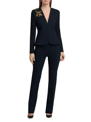 Chiara Boni La Petite Robe Women's Momby Embellished Collarless Blazer - Dark Midnight - Size 14 | Thumbnail 2 Chiara Boni La Petite Robe Women's Momby Embellished Collarless Blazer - Dark Midnight - Size 14 | Thumbnail 2