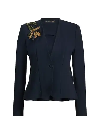 Chiara Boni La Petite Robe Women's Momby Embellished Collarless Blazer - Dark Midnight - Size 14 | Thumbnail 1 Chiara Boni La Petite Robe Women's Momby Embellished Collarless Blazer - Dark Midnight - Size 14 | Thumbnail 1