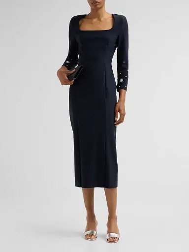 Chiara Boni La Petite Robe Women's Aquari Embellished Midi Dress - Dark Midnight | Thumbnail 2 Chiara Boni La Petite Robe Women's Aquari Embellished Midi Dress - Dark Midnight | Thumbnail 2