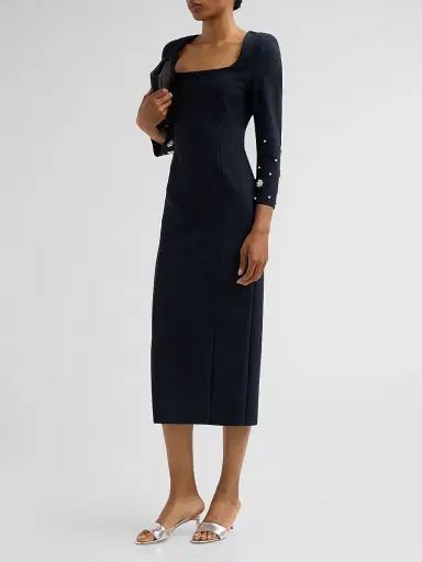 Chiara Boni La Petite Robe Women's Aquari Embellished Midi Dress - Dark Midnight | Thumbnail 4 Chiara Boni La Petite Robe Women's Aquari Embellished Midi Dress - Dark Midnight | Thumbnail 4