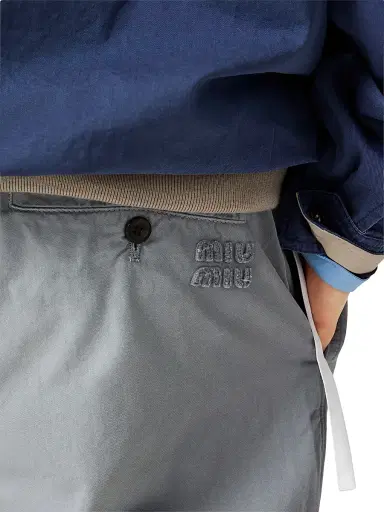 Miu Miu Women's Garment-Dyed Twill Pants - Grey | Thumbnail 5 Miu Miu Women's Garment-Dyed Twill Pants - Grey | Thumbnail 5