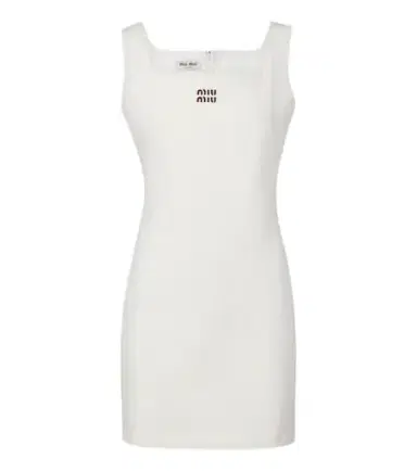 Miu Miu Leather-trimmed cotton jersey minidress | Thumbnail 1 Miu Miu Leather-trimmed cotton jersey minidress | Thumbnail 1