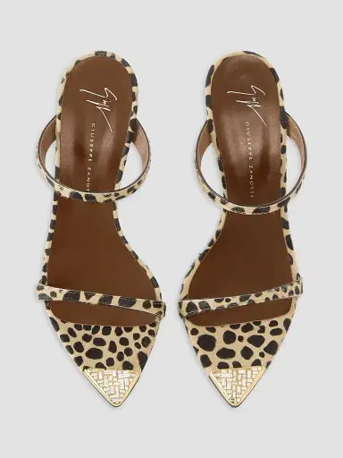 Giuseppe Zanotti Women's Intrigo 105MM Crystal-Embellished Calf Hair Sandals - Naturale | Thumbnail 5 Giuseppe Zanotti Women's Intrigo 105MM Crystal-Embellished Calf Hair Sandals - Naturale | Thumbnail 5