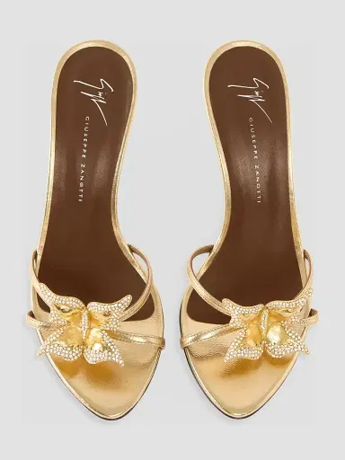 Giuseppe Zanotti Women's Clandestino 95MM Crystal-Embellished Leather Sandals - Gold | Thumbnail 5 Giuseppe Zanotti Women's Clandestino 95MM Crystal-Embellished Leather Sandals - Gold | Thumbnail 5
