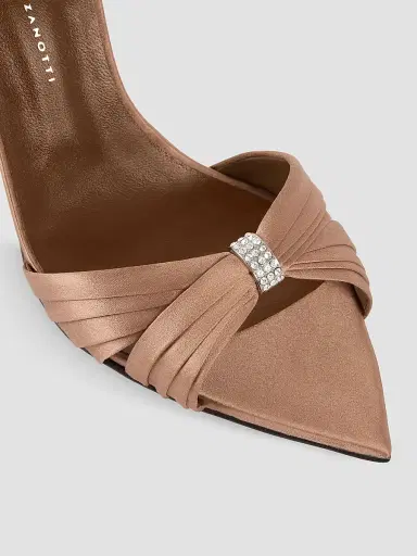 Giuseppe Zanotti Women's Intrigo 90MM Silk Stiletto Mules - Chocolate | Thumbnail 6 Giuseppe Zanotti Women's Intrigo 90MM Silk Stiletto Mules - Chocolate | Thumbnail 6