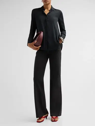 Vince Women's Stretch Cotton Flare Pants - Black - Size 8 | Thumbnail 2 Vince Women's Stretch Cotton Flare Pants - Black - Size 8 | Thumbnail 2