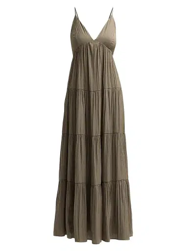L'Agence Women's Lua Tiered Satin Maxi Dress - Smokey Olive - Size XL | Thumbnail 1 L'Agence Women's Lua Tiered Satin Maxi Dress - Smokey Olive - Size XL | Thumbnail 1