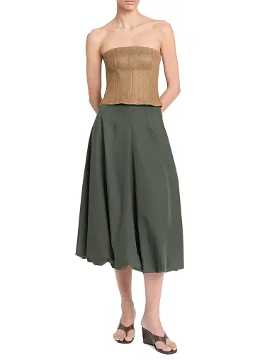 TWP Women's Jillian Chevron Linen-Blend Bustier - Kelp | Thumbnail 2 TWP Women's Jillian Chevron Linen-Blend Bustier - Kelp | Thumbnail 2