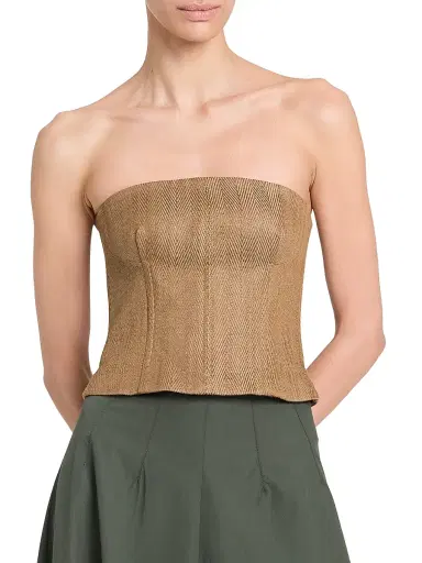 TWP Women's Jillian Chevron Linen-Blend Bustier - Kelp | Thumbnail 3 TWP Women's Jillian Chevron Linen-Blend Bustier - Kelp | Thumbnail 3