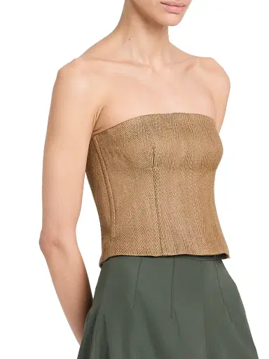 TWP Women's Jillian Chevron Linen-Blend Bustier - Kelp | Thumbnail 4 TWP Women's Jillian Chevron Linen-Blend Bustier - Kelp | Thumbnail 4
