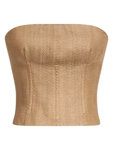 TWP Women's Jillian Chevron Linen-Blend Bustier - Kelp | Thumbnail 1 TWP Women's Jillian Chevron Linen-Blend Bustier - Kelp | Thumbnail 1