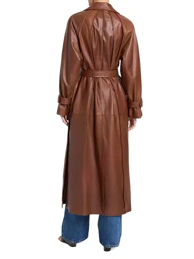 TWP Women's Unfinished Business Leather Trench Coat - Cigar | Thumbnail 4 TWP Women's Unfinished Business Leather Trench Coat - Cigar | Thumbnail 4