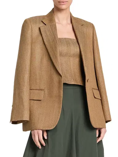 TWP Women's Jillian Herringbone Linen-Blend Blazer | Thumbnail 3 TWP Women's Jillian Herringbone Linen-Blend Blazer | Thumbnail 3