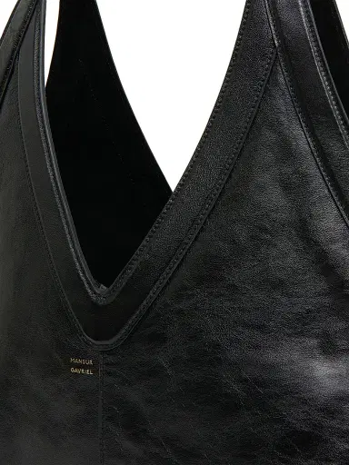 MANSUR GAVRIEL Women's Medium Logo Soft Tote Bag - Black | Thumbnail 4 MANSUR GAVRIEL Women's Medium Logo Soft Tote Bag - Black | Thumbnail 4