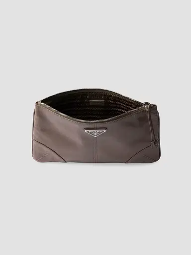 Prada Men's Leather Pouch - Brown | Thumbnail 2 Prada Men's Leather Pouch - Brown | Thumbnail 2