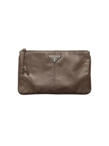 Prada Men's Leather Pouch - Brown | Thumbnail 1 Prada Men's Leather Pouch - Brown | Thumbnail 1