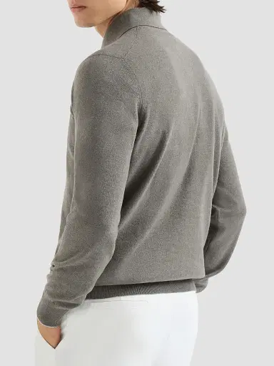 Brunello Cucinelli Men's Cashmere Knit Polo Shirt - Military | Thumbnail 3 Brunello Cucinelli Men's Cashmere Knit Polo Shirt - Military | Thumbnail 3