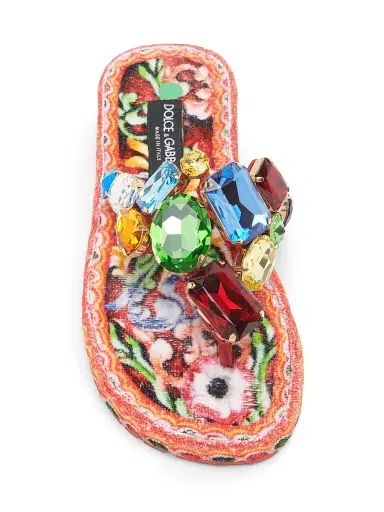 Dolce & Gabbana Women's Carretto Embellished Leather Thong Sandals - Carretto | Thumbnail 4 Dolce & Gabbana Women's Carretto Embellished Leather Thong Sandals - Carretto | Thumbnail 4