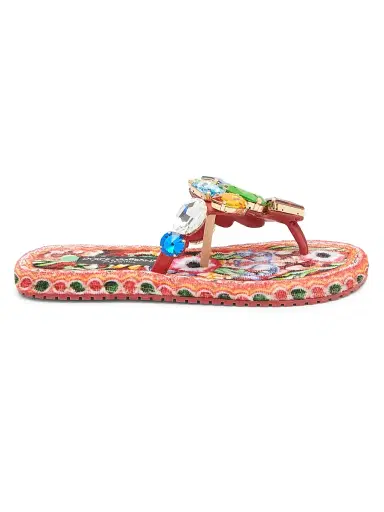 Dolce & Gabbana Women's Carretto Embellished Leather Thong Sandals - Carretto | Thumbnail 1 Dolce & Gabbana Women's Carretto Embellished Leather Thong Sandals - Carretto | Thumbnail 1